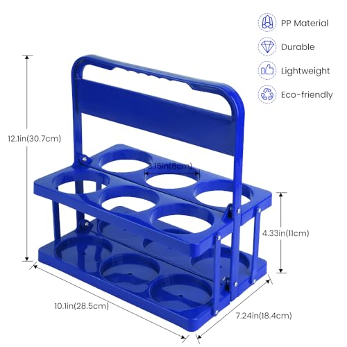musbus Reusable Drink Carrier with Handle for Food Delivery Drivers, Portable Cup/Coffee Holder Accessories for Delivery, Foldable Drinks Caddy with Tray, Car Durable Plastic Festive Bottle, Vacation - color: Blue, size: 6 CUP