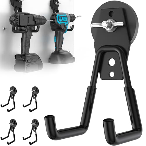 4 Pack Large Strong Magnetic Hooks Heavy Duty Garage Big Magnet Hooks Extra Strength Magnetic Utility Storage Hook Hanger with Anti Slip Coating for Garden Indoor Outdoor Hanging Tools Black - color: 4 Pack-Black