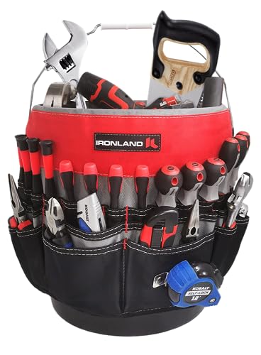 IRONLAND Bucket Tool Organizer Fit 3.5-5 Gallon Bucket, 51 Pockets - color: Red, size: Medium - 51 Pockets