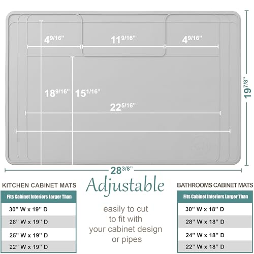 Heavy-Duty Under Sink Mat – Waterproof Silicone Cabinet Liner for Kitchen & Bathroom | Protects from Leaks, Spills | Trimmable, Easy to Clean, Ideal for Homeowners | 28" x 19" or Smaller - color: Gray, size: 28" x 19"