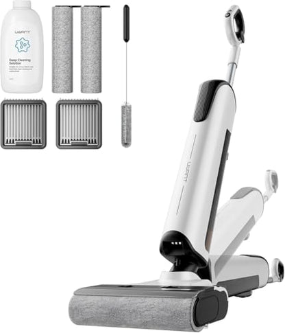 uwant Wet Dry Vacuum Cleaner 180°Lay-Flat Push-in Vacuum Mop All in One with 18000Pa Suction Auto Self-Cleaning Anti Odor Stick Dual-Edge Vacuum Cleaner Set of 1 for Hard Floor/Carpet D100
