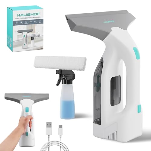 HAUSHOF Electric Window Vacuum Squeegee 11", 2000Pa Cordless Cleaner Set