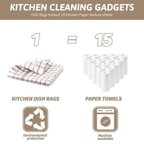 Nialnant 8PCS Dish Cloths,100% Cotton Soft Absorbent Cleaning Rags - color: Little Yellow, size: 12 x 12 in - 8PCS