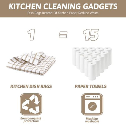 Nialnant 8PCS Dish Cloths,100% Cotton Soft Absorbent Cleaning Rags - color: Little Yellow, size: 12 x 12 in - 8PCS