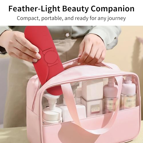 Travel Silicone Makeup Brush Holder with Cleaning Pad and Magnetic Closure - color: Red