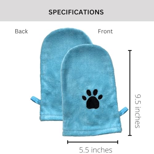 Penny & Niko Microfiber Pet Towel Mitts - Paw Cleaning and Drying Mitts/Gloves for Dogs and Cats (Sky Blue, Standard - 4 Pack) - color: Sky Blue, size: Standard - 4 pack