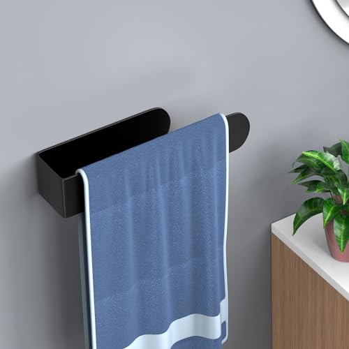 HUFEEOH Hand Towel Holder, Black Hand Towel Bar, Stainless Steel Self Adhesive Bathroom Towel Bar Stick on Wall (Pack of 2) - color: Black, size: 8 Inch (Pack of 2)