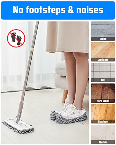 8 Pcs Mop Slippers Socks Floor Cleaning,Microfiber Shoe Covers dust Washable Reusable for Woman Man House Kitchen (Grey) - color: Grey