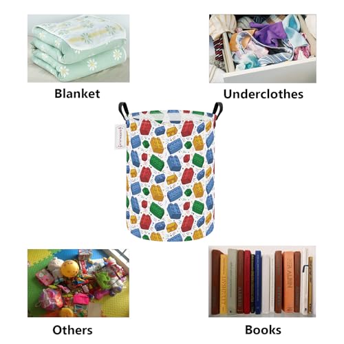 QUEENLALA Foldable Waterproof Round Fabric Laundry Basket Home, Blocks - color: Round-Blocks