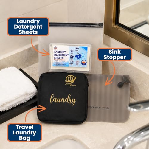 Travel Laundry Detergent Sheets 30 Pack – Hand Wash or Machine Wash Travel Detergent with Universal Sink Stopper and Foldable Laundry Bag Best for Cruise, Hotel, Camping & On-the-Go Washing - style: Travel Laundry Sheets + Sink Stopper + Laundry Bag