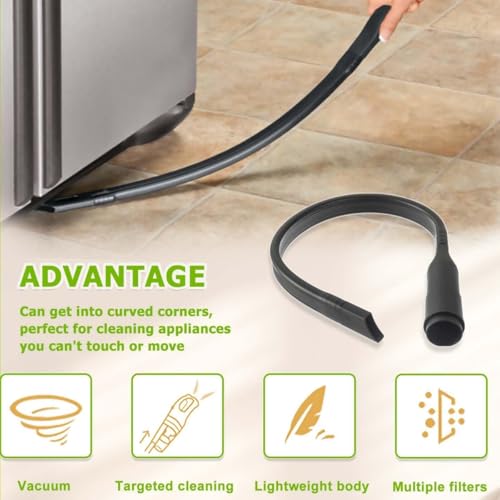 Crevice Tool & Vacuum Brush Head for All Vacuum Cleaners Accepting,Flexible Hose with 1-1/4"(32mm) or 1-3/8"(35mm) Adapter, Multi-Surface Hard-to-Reach Cleaning for Sofas & Appliances