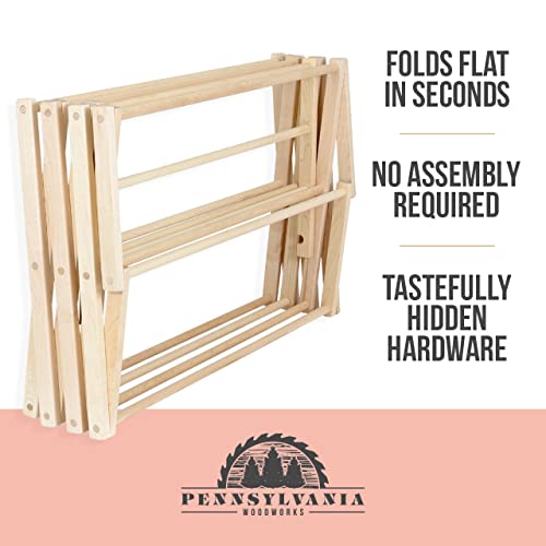 Pennsylvania Woodworks Clothes Drying Rack: Solid Maple Hard Wood Laundry Rack for Sweaters, Blouses, Lingerie & More, Durable Folding Drying Rack, Made in USA, No Assembly Needed, Medium - color: Medium