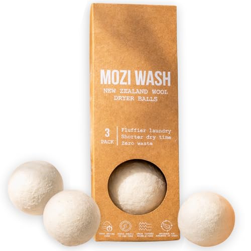 Mozi Wash Dryer Balls, Reusable Fabric Softener Alternative for Faster Drying, Reduced Static & Wrinkles, Fragrance Free Laundry Dryer Balls for All Fabrics, Plastic Free, Long Lasting Set of 3