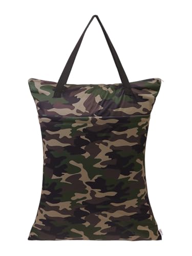 ALVABABY Large Wet Dry Bag Waterproof Hanging Cloth Diaper with Double Zippered Pockets 25x18 inches Laundry Bag HL-LW28 - color: Camouflage