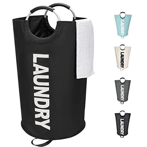 Maxsilan 90L Large Laundry Basket Bag, Collapsible Tall Hamper, Black - color: Black, size: 90L