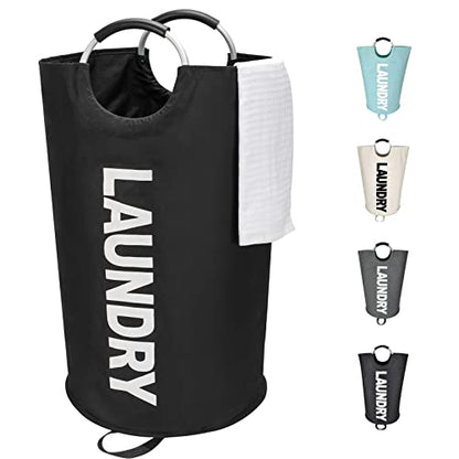 Maxsilan 90L Large Laundry Basket Bag, Collapsible Tall Hamper, Black - color: Black, size: 90L