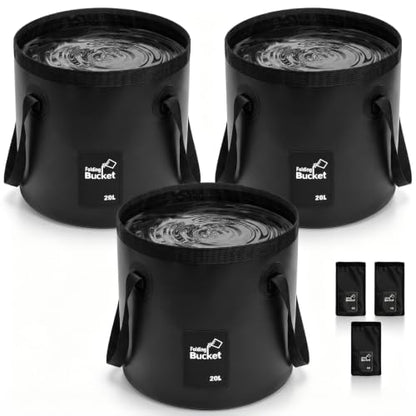 5 Gallon 3 Pack Collapsible Bucket,Black - color: Black, size: 5 Gallon