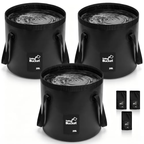 5 Gallon 3 Pack Collapsible Bucket,Black - color: Black, size: 5 Gallon