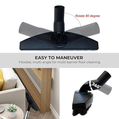 Upgraded Hardwood Floor Attachment with Horse Hair Soft Bristles & Flexible Brush Head for Vacuum Cleaners Using 1 ¼'' (1.25inch) (32mm) Accessories - Work on Low Carpet & Wood/Bare/Tile/Hard Floors