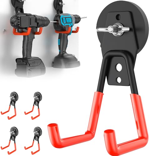 4 Pcs Large Strong Magnetic Hooks Heavy Duty Garage Big Magnet Hooks Extra Strength Magnetic Utility Storage Hook Hanger with Anti Slip Coating for Garden Indoor Outdoor Hanging Tools Orange - color: 4 Pack-Orange