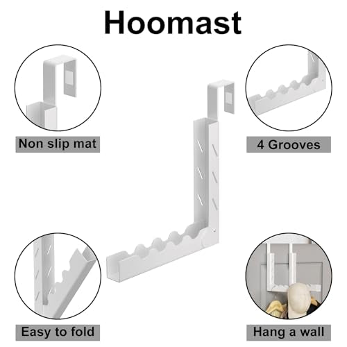 Over The Door Hooks Hanger Fit Up to 1 3/4 Inch Optimal, Foldable Over The Door Clothes Drying Rack for Laundry Bathroom Bedroom (White 2 Pack)