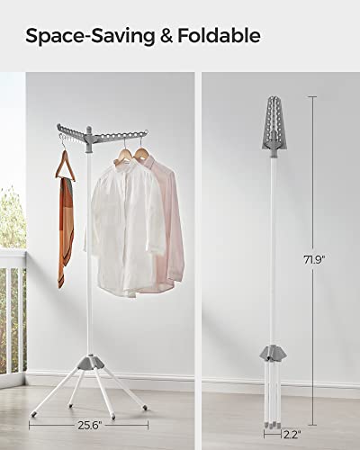 SONGMICS Clothes Drying Rack, 61.6-Inch Drying Rack, 3 Rotatable Arms - color: Gray + White, style: 1-Tier