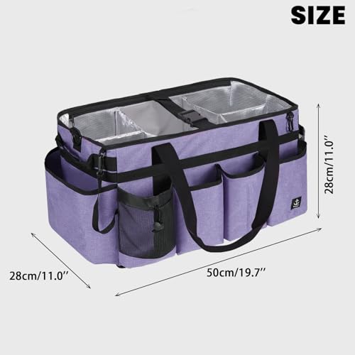 Extra large Cleaning Caddy Bag Built-in hard plastic Aluminum foil lining - color: Purple