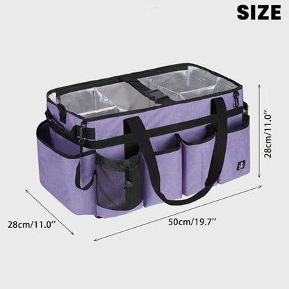 Extra large Cleaning Caddy Bag Built-in hard plastic Aluminum foil lining - color: Purple