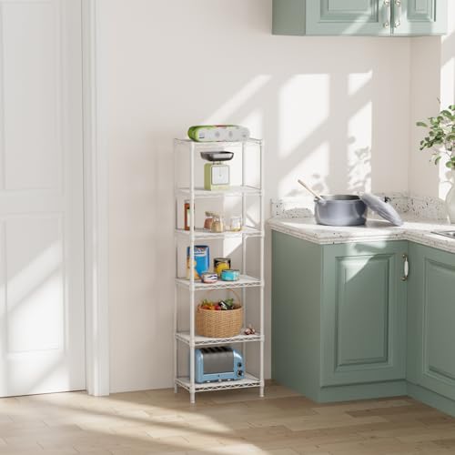 SINGAYE Metal Shelves Wire Shelving Storage Standing Adjustable Shelf Unit - color: White, size: 6 Tier 10"Dx16"Wx63"H