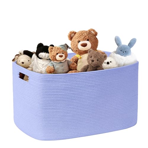 86L Large Woven Laundry Basket Hamper with Handles, Blue Purple - color: Blue Purple, size: 86L