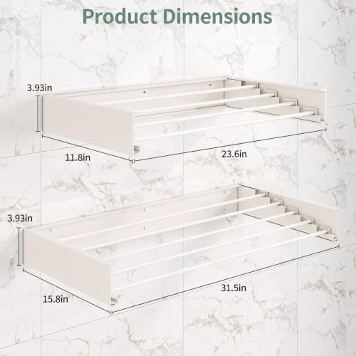23.6in Wall Mounted Drying Rack Foldable Retractable 60lbs 5 Rods - size: 23.6 inch