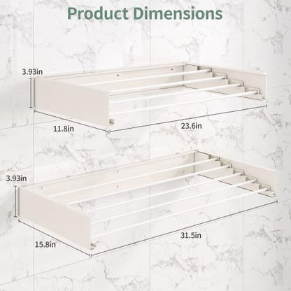 23.6in Wall Mounted Drying Rack Foldable Retractable 60lbs 5 Rods - size: 23.6 inch