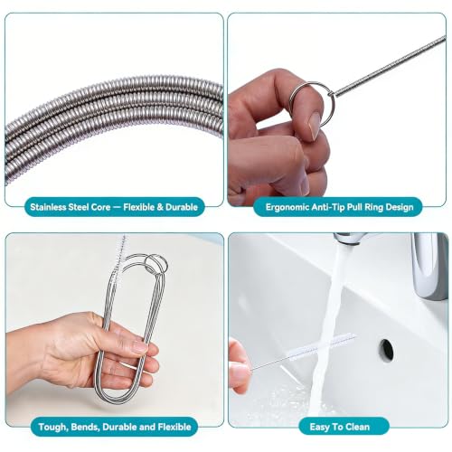 2-Pack 86 Inch Double-Ended Flexible Drain Brush for Sunroof & AC Lines - style: 86 IN