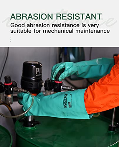 PACIFIC PPE Chemical Resistant Nitrile Gloves, 28 Mil Long Cuff, 2 Pairs - color: Green/18", size: Large (Pack of 2)
