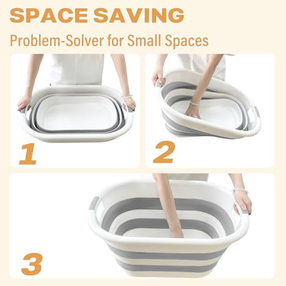 43L(11.5Gallon) Collapsible Laundry Baskets Plastic (Grey, 2 Packs) - color: Grey