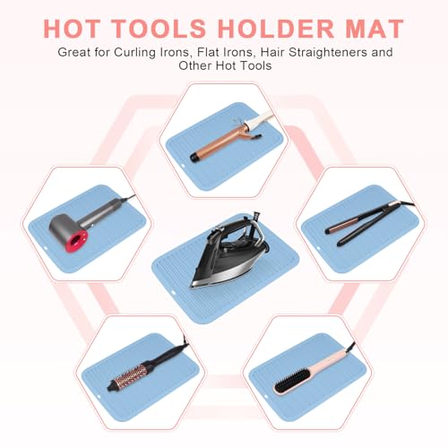 AMIJEAL Oversize Silicone Heat Resistant Mat for Hair Tools(14.2" x 11") - color: Blue