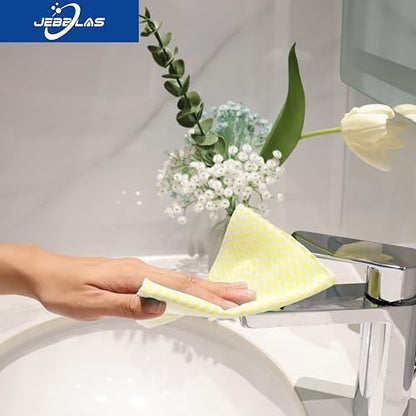 JEBBLAS Handi Wipes Reusable Cloths Dry Cleaning Cloths Dish Towel Dish Cloths Handy Cleaning Wipes,Pack of 50, Yellow - color: Yellow