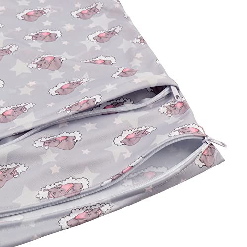 ALVA ALVABABY 2pcs Cloth Diaper Wet Dry Bags Waterproof Reusable with Two Zippered Pockets Travel Beach Pool Daycare Soiled Baby Items Yoga Gym Bag for Swimsuits or Wet Clothes LZD2324 - color: 02Elephant and Hedgehog