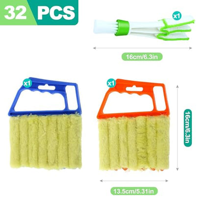 slaixiu 4-Pack 7 Finger Window Blind Cleaner Duster Tool, Washable Mini Blinds Cleaner Brush for Wood, Vinyl Shutters, AC Air Vent, and Car Fan Dusting