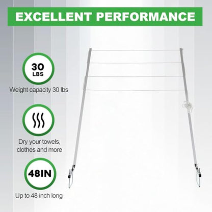 KUAFU RV Clothes Drying Rack Mounted Clothesline Fits 4 in Square Bumpers
