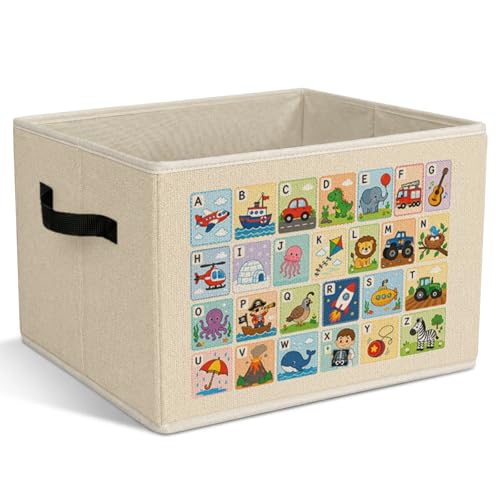 Alphabet Foldable Storage Bins with Handles, Learning ABC Decorative Storage Basket for Organizing Clothes Tools Books, Educational Trendy Nursery Decor Gift for Girl Boy Bedroom Playroom - color: Alphabet