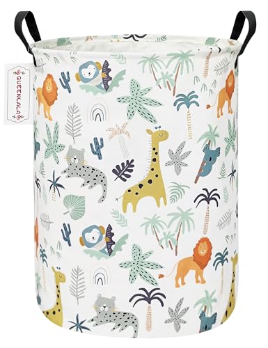 QUEENLALA Foldable Waterproof Round Fabric Laundry Basket Home, Animal - color: Round-Animal