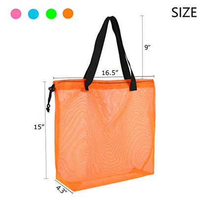 4PCS Colorful Mesh Beach Tote Bags With Drawstring For Poolside,Swim,Travel - color: Color1