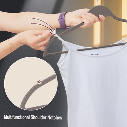 Plastic Clothes Hangers, Upgraded Rubber Non Slip Plastic Hangers, Non Velvet Durable Slim Clothing Hangers, 17.7 Inches Wide for Adults Clothes, 20 Pack - color: Gray, size: 20 Pack