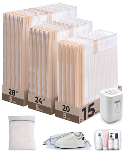 BAGSMART Travel Vacuum Bags with Rechargeable Electric Pump, 18PC Kit - size: 18 Pcs Travel Sets