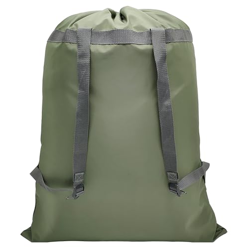 Laundry Bag Backpack, 27"x 34"Laundry Bag with Straps Drawstring Army Green - color: Green