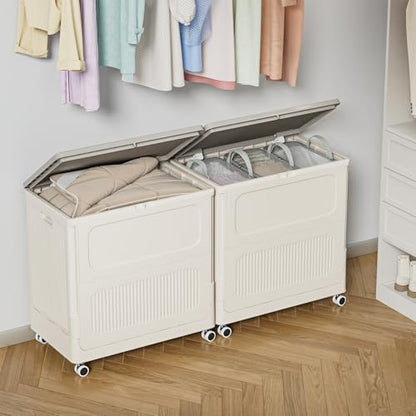 130L Plastic Laundry Hamper with 3 Independent Bags - color: Milky, size: 130L + 3 Bags