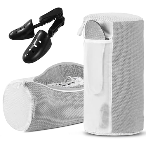 Shoe Washing Machine Bag for Washer and Dryer - Reusable Large Laundry Shoe Bag for Sneakers Tennis Home Washing Kit, Includes Shoe Trees to Keep Shape, Grey 2pcs - color: Grey