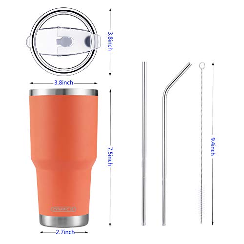 D·S 30oz Orange Tumbler Double Wall Vacuum Insulated Travel Coffee Mug - color: Orange