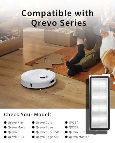 4 Pack HEPA Filter Compatible with Roborock Qrevo Series (Qrevo Pro/MaxV/S/Plus/Curv/Curv S5X/Edge/Edge S5A), QV 35A / QV 35A Robot Vacuum, Maintain Strong Suction, Reduce Dust & Pet Hair - size: Qrevo Pro Filter-4pcs